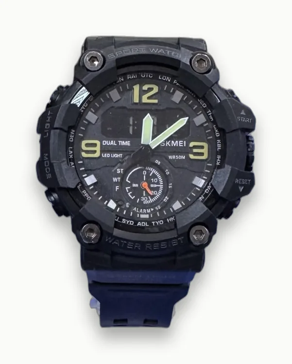 Годинник Skmei Dual Time аналогово-цифровий, темно-синій