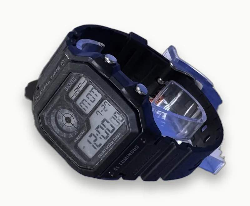 Годинник Skmei Dual Time на каучуковому ремінці, чорний